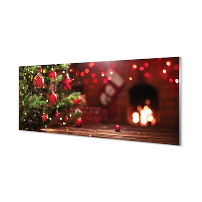 Glas schilderij Kerstboom snuisterijen geschenken