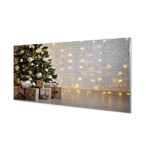 Glas schilderij Kerstboom geschenken decoraties