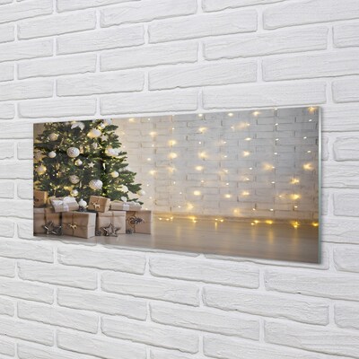 Glas schilderij Kerstboom geschenken decoraties