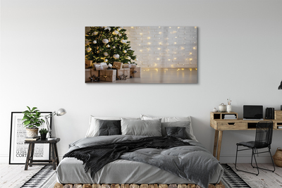 Glas schilderij Kerstboom geschenken decoraties