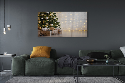 Glas schilderij Kerstboom geschenken decoraties