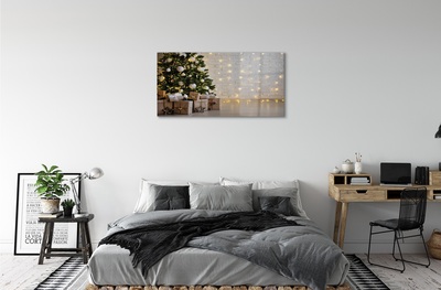 Glas schilderij Kerstboom geschenken decoraties