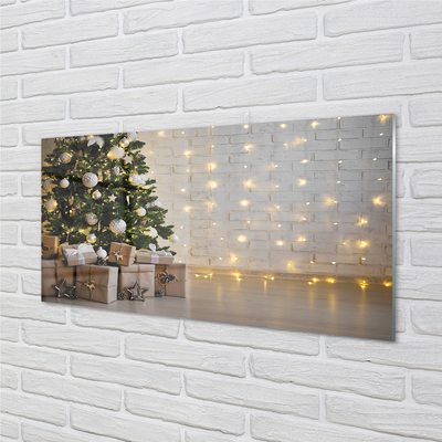 Glas schilderij Kerstboom geschenken decoraties