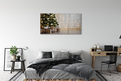 Glas schilderij Kerstboom geschenken decoraties