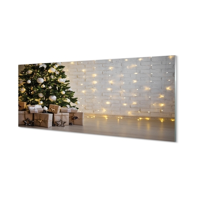 Glas schilderij Kerstboom geschenken decoraties