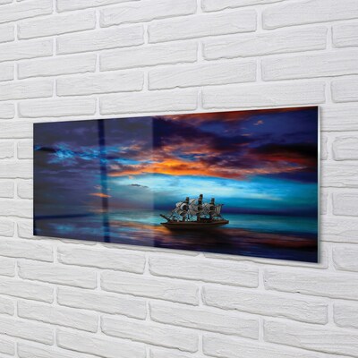 Schilderij op glas Wolken scheepsavond