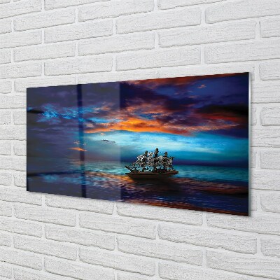 Schilderij op glas Wolken scheepsavond