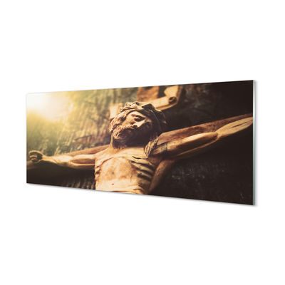 Glas schilderij Jezus uit hout