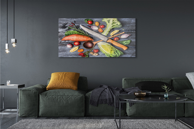 Schilderij op glas Mes bataty spinazie tomaten