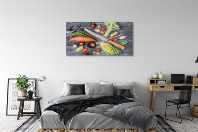 Schilderij op glas Mes bataty spinazie tomaten