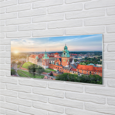 Foto op glas Cracow castle panorama sunrise