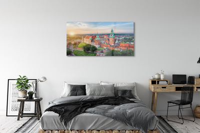 Foto op glas Cracow castle panorama sunrise