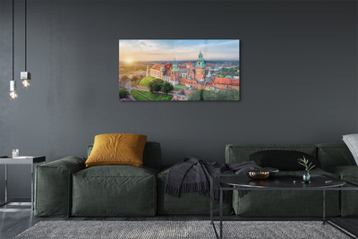 Foto op glas Cracow castle panorama sunrise