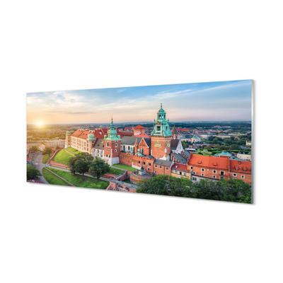 Foto op glas Cracow castle panorama sunrise