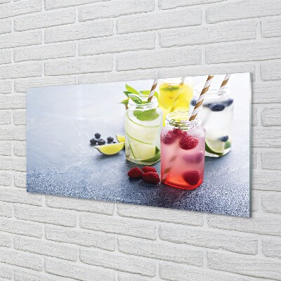 Glas schilderij Cocktail raspberry lime citroen