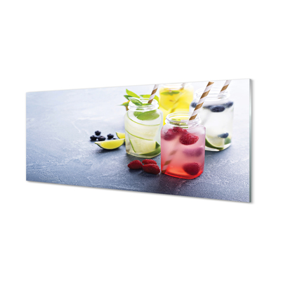Glas schilderij Cocktail raspberry lime citroen
