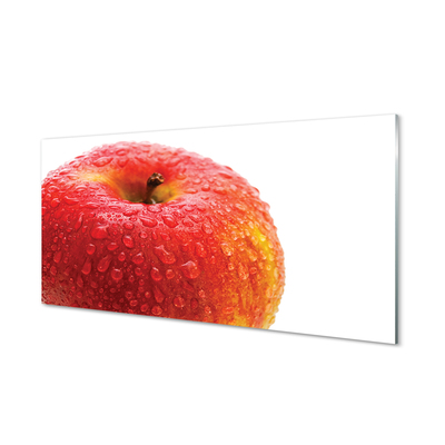 Schilderij op glas Waterdruppeltjes op een appel