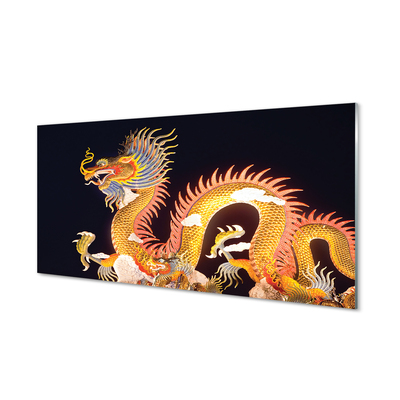 Foto schilderij op glas Gouden japanse draak