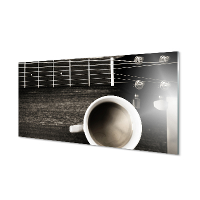 Glas schilderij Koffie gitaar