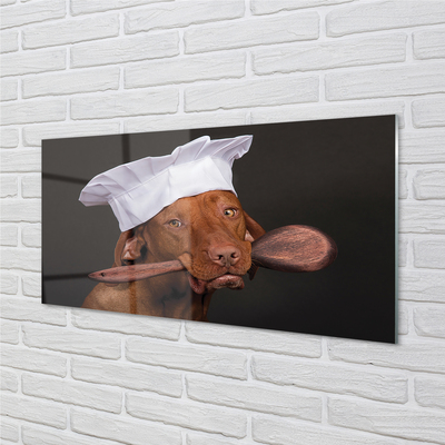 Glas schilderij Chef-kok hond