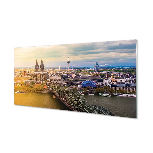 Foto op glas Duitsland river panorama-bruggen