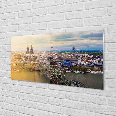 Foto op glas Duitsland river panorama-bruggen