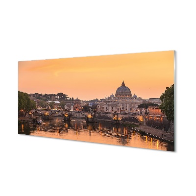 Foto op glas Rome sunset bridges river-gebouwen