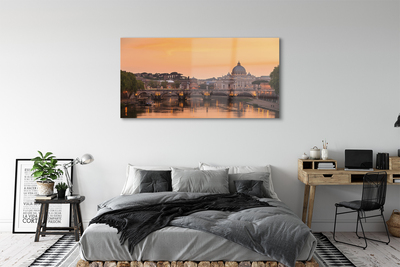 Foto op glas Rome sunset bridges river-gebouwen