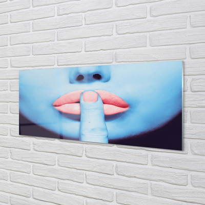 Schilderij op glas Vrouw neon mond