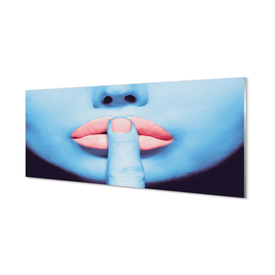 Schilderij op glas Vrouw neon mond