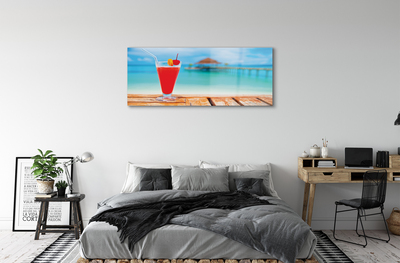 Glas schilderij Cocktail aan de zee