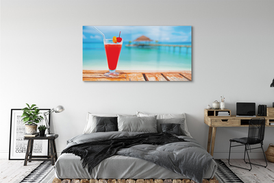 Glas schilderij Cocktail aan de zee