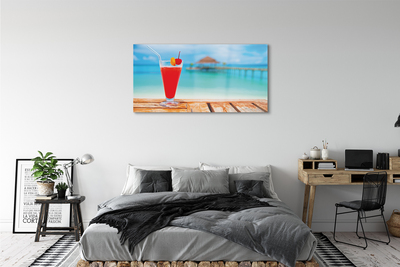 Glas schilderij Cocktail aan de zee