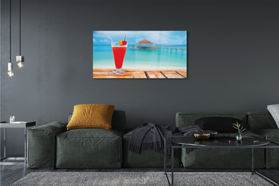 Glas schilderij Cocktail aan de zee