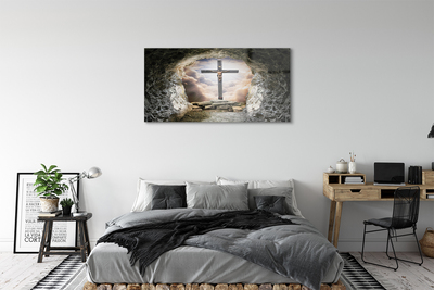 Glas schilderij Jezus cross cave
