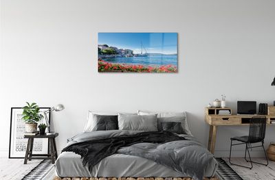 Schilderij op glas Zee schip hemel zomer