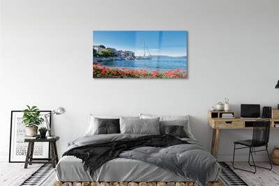 Schilderij op glas Zee schip hemel zomer