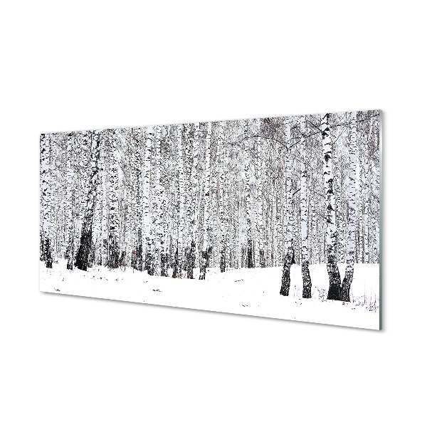 Glas schilderij Bomen winter snow birches