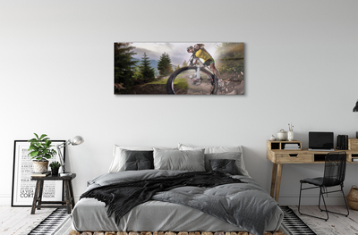 Schilderij op glas Bike mountains clouds