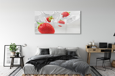 Schilderij op glas Aardbeienmelk