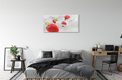 Schilderij op glas Aardbeienmelk
