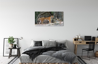 Glas schilderij Jungle tijger