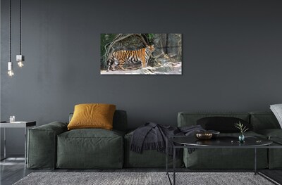 Glas schilderij Jungle tijger