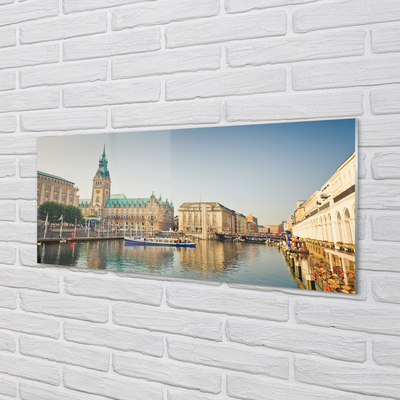 Foto op glas Duitsland river cathedral hamburg