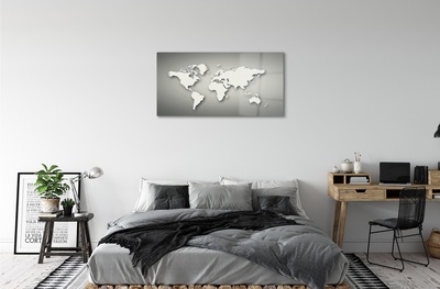 Foto schilderij op glas Grijze achtergrond witte kaart