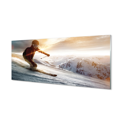 Glas schilderij Man ski-polen