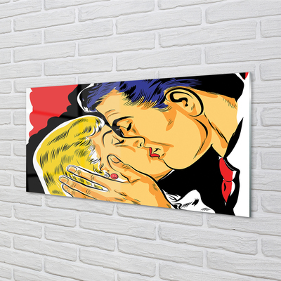 Schilderij op glas Mensen kussen