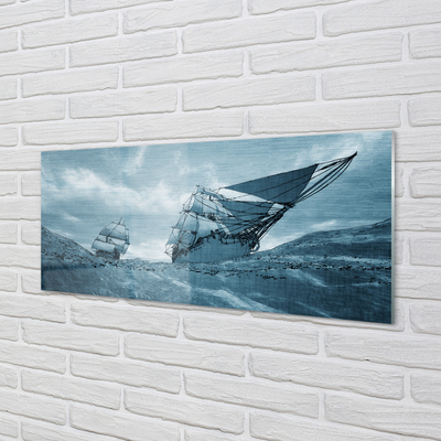 Schilderij op glas Stormschip sky sea