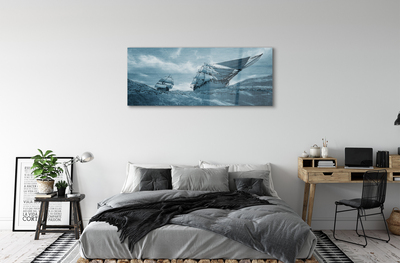 Schilderij op glas Stormschip sky sea