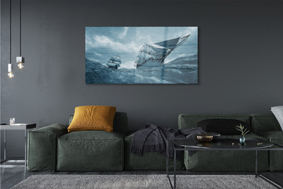 Schilderij op glas Stormschip sky sea